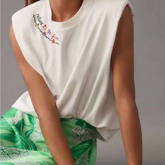 Farm Rio Nature is the Future Embroidered Muscle Tee Size Large New with Tags - Picture 4 of 5